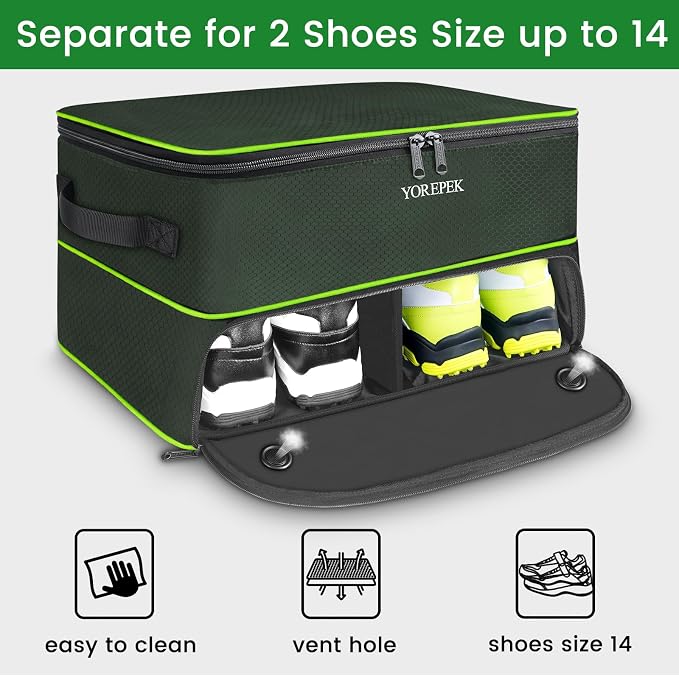 YOREPEK Golf Gifts for Men, 2 Layer Golf Trunk Organizer for 2 Pair Shoes | Waterproof Car Trunk Locker with Separate Ventilated Compartment for Balls, Tees, Clothes, Gloves, Birthday Gifts for Golfers - Image 3