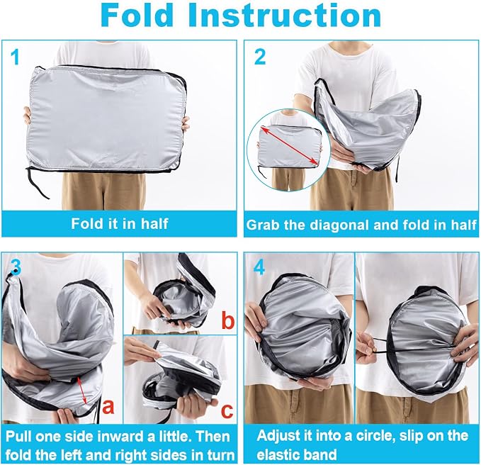 Premium Windshield Sun Shade for 2018-2026 Jeep Wrangler JL JLU & 2020-2026 Jeep Gladiator, Reflective 310T Material Front Window Sun Visor Blocks UV Rays Foldable Sunshade with Storage Pouch - Image 8