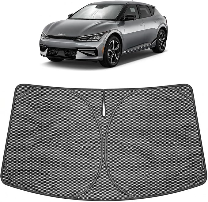 Proadsy Custom Fit 2023-2026 Kia EV6 Windshield Sun Shade, Blocks Heat | Ice Crystal Micro-Refraction Blocks 99% UV, Drops Cabin Temp 54°F. Foldable Full Coverage for Summer Parking/Camping Privacy by Proadsy