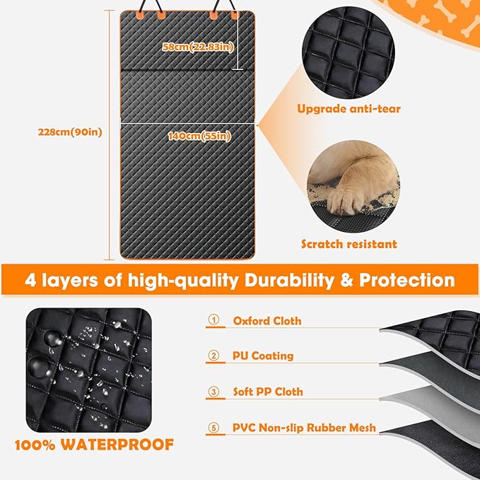MIXJOY SUV Cargo Liner for Dogs, Waterproof Cargo Liner for SUV, Pet Dog Cargo Cover Mat with Bumper Flap Protector, Nonslip Car Trunk Mat for Sedans Vans, Universal Fit (90" L x 55" W) - Image 2