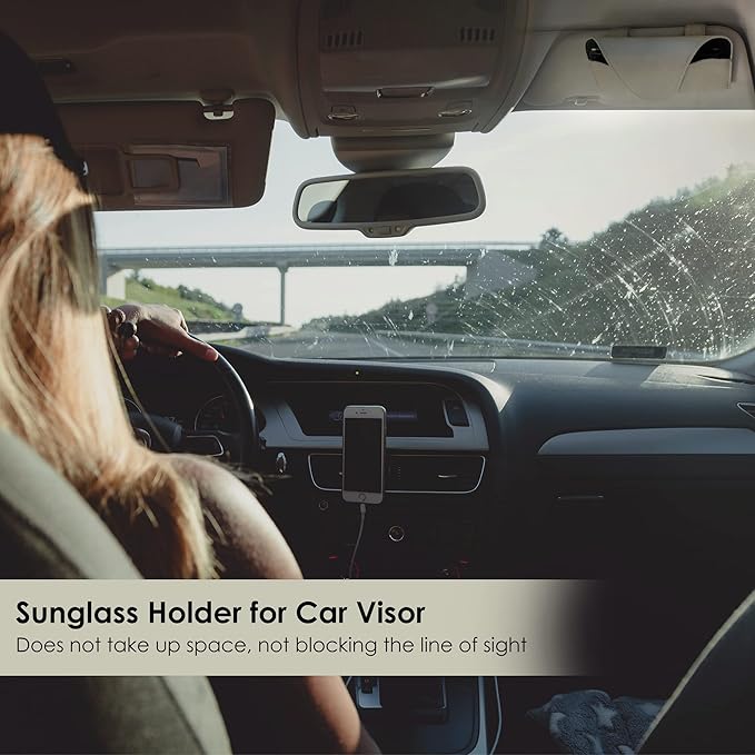 Magnetic Sunglass Holder for Car Visor Clip, Leather Car Glasses Holder, Visor Accessories Eyeglasses Holder Glasses Storage Case (02-Grey) - Image 5