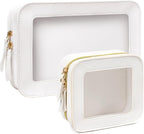 2 Pcs Clear Makup Bag Set, Clear Cosmetic Bags with Zipper Waterproof Small Travel Cosmetic Case Cute Make Up Pouch Mini Car Essentials for Women Travel Car Organizer by FFpaw