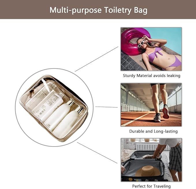 Buminee Clear Pouch Small, Makeup Bag, TSA Approved Toiletry Bag, Clear Travel Bags for Toiletries, Cosmetic Bag for Women and Men Small-1 Pack Coffee - Image 4