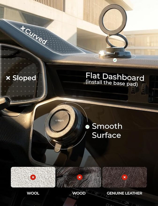LISEN Suction Phone Mount for Vacuum, 360 Adjustable Vacuum Magnetic Phone Holder for Car [All Metal & Nano Gel Super Strong Suction] for Magsafe Mount for iPhone 17 Pro Max 16 15 14 13 12, Silver - Image 6