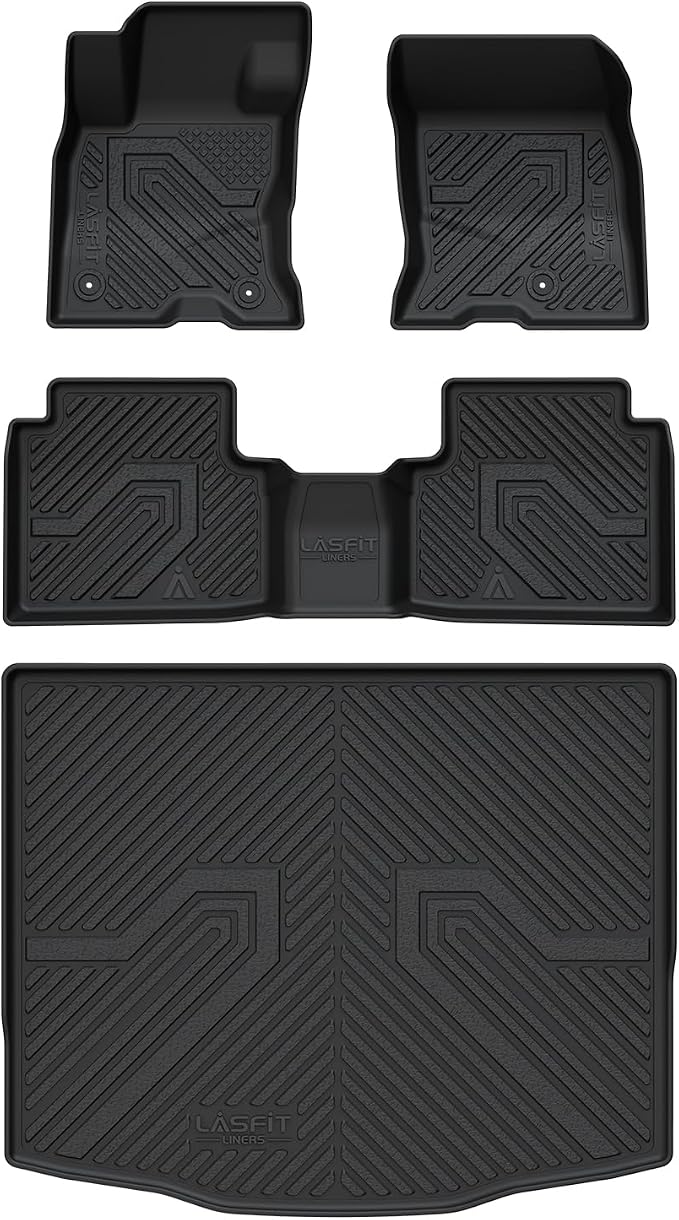 LASFIT Floor Mats for Ford Escape Hybrid 2020-2026(NOT for Gasoline Models) | Cargo Liner All Weather Protector TPE Custom Fit Car Floor Liners, 1st & 2nd Row & Trunk Set, 4PCS Black - Image 8
