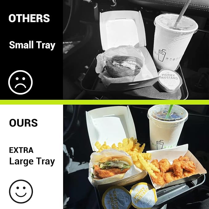 Car Cup Holder Tray -Expander- 3 in 1 Detachable Food Table Tray with Solid Base - Road Trip Essentials Accessories Gadgets - Fits Yeti, Hydro Flask 32/40 oz - Image 6