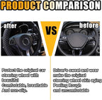 JOYCOURT 15 Inch Bling Soft Leather Car Steering Wheel Cover, Black | Colorful Rhinestones Design, Auto Elastic Protector for Women Girls, Crystal Diamond Car Accessories for Most Cars, SUVs - Image 3