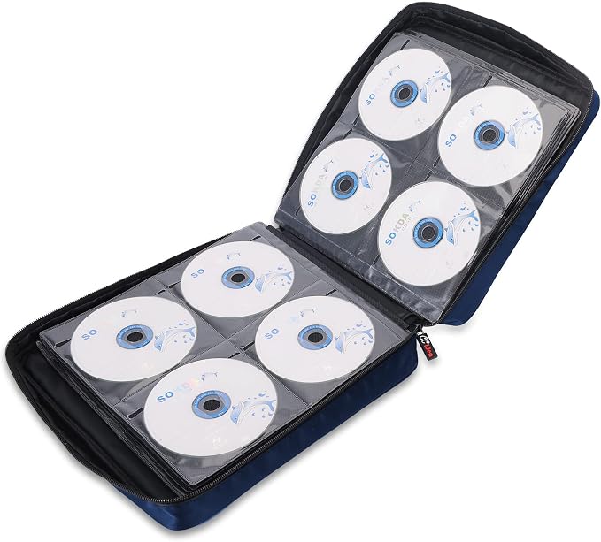 CCidea CD DVD Case Holder, Portable Disc Storage Wallet Binder, Multiple Capacity CD Organizer for Car Home Travel, Anti-Scratch Blu-Ray Game Disc Storage (200-Blue) - Image 6