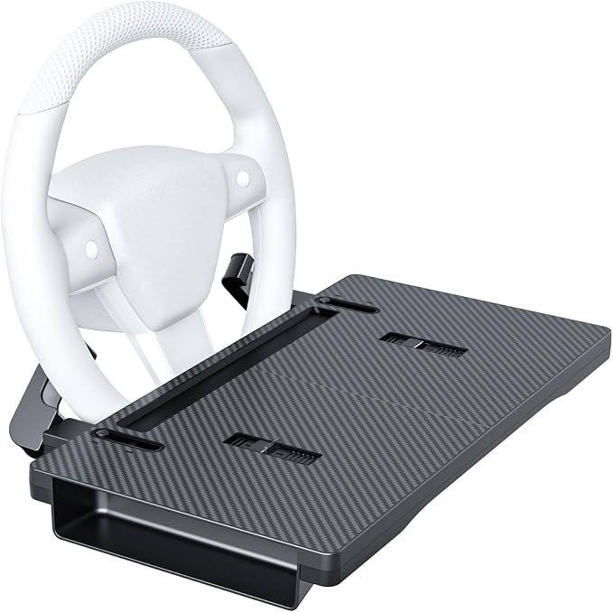 2-in-1 Car Steering Wheel Desk & Seat Gap Organizer Filler Tray | Foldable Adjustable Height Car Desk for Laptop Computer Tablet, Eating - Portable Table for Car Workstation Truck SUV Tesla - Image 14