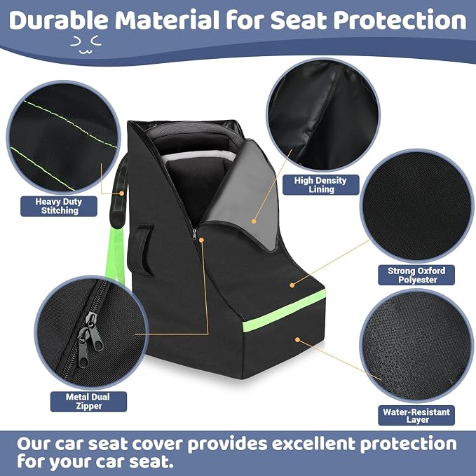 Car Seat Bags For Airplane Travel, 600D Thickening Oxford Cloth Durable Car Seat Travel Bag For Air Travel Carseat Cover with Shoulder Straps and 2pcs Luggage Tags For Airplane - Image 5