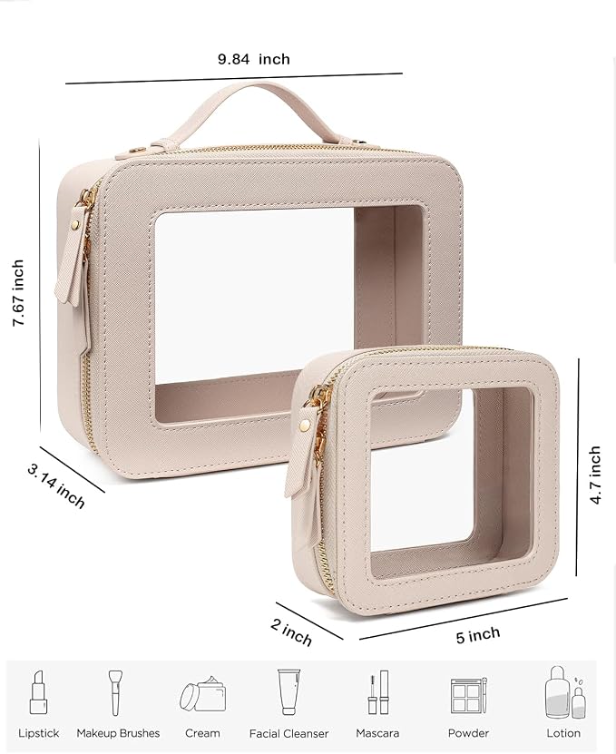 Travel Clear Makeup Bag Set, TSA Approved Cosmetic Bag Case with Zipper Portable Makeup Pouch Toiletry Bag Traveling Cosmetic Organizer Storage Bag Car Organizer Car Essentials - Image 5