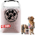 42 Cups Pet Food Storage Bag for Travel - Transparent Leak-Proof Dog Food Container with Roll-Top Closure, Keeps Kibble Fresh for Camping Trip, Dog Boarding and Hiking by Aosnare