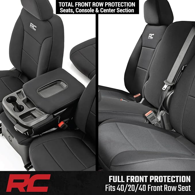 Rough Country Neoprene Front Seat Covers for Chevy Silverado & GMC Sierra 1500 (2019-2026) - Waterproof & UV Resistant, Foam Padded, Front Row Cover Set - Image 6