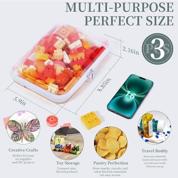 YOPCDJ 3 Pack Clear Hard Shell Zipper Case, Clear Zipper Pouches Waterproof Makeup Organizer & Travel Toiletry Bag, Plastic Pouch for Office, Home Storage, Medium Size - Image 2