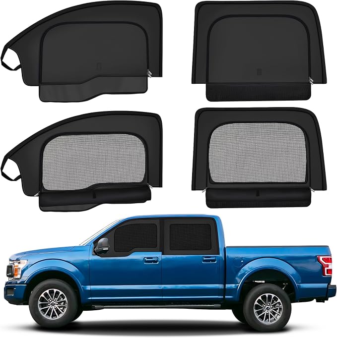ZATOOTO Car Window Shades for Ford F-150 2021-2024 Car Window Covers Blackout | Double-Layer with Zipper | Airflow and Privacy F-150 Window Screen with Storage Bag for Camping Napping Traveling - Image 8