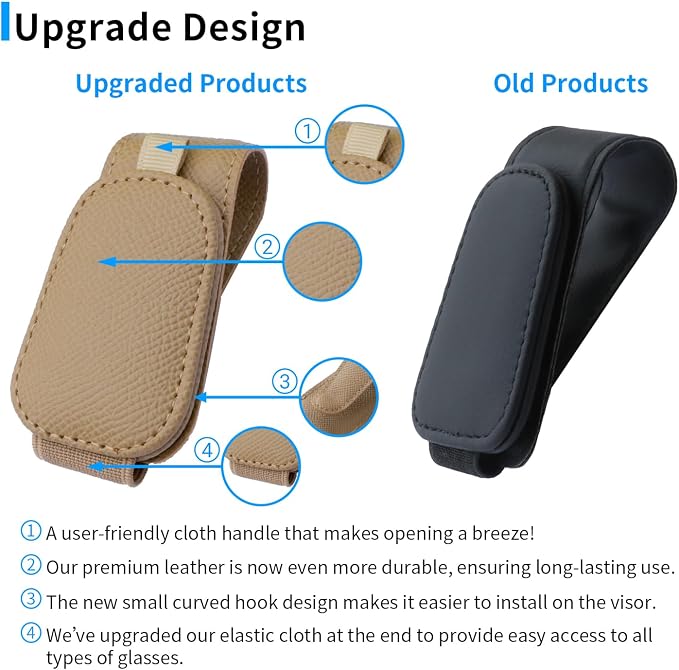 Yuoyar 2 Packs Magnetic Sunglass Holder for Car Visor (Beige) | Magnetic Interior Car Accessories - Image 2