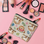 Sloth Makeup Bag For Women, Adorable Cosmetic Bag Makeup Bags, Cute Sloth Animal Sloths On Flower Tree Zipper Bag Travel Bags Toiletry Organizers Pouch Bags Washing Bags For Gym Bathroom - Image 3