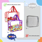 4 Pcs Toy Storage Bags, Clear PVC Toy Organizer with Zipper, Waterproof Travel Bags with Labels for Building Blocks, Puzzle, Kids Books (multicolor2) - Image 6