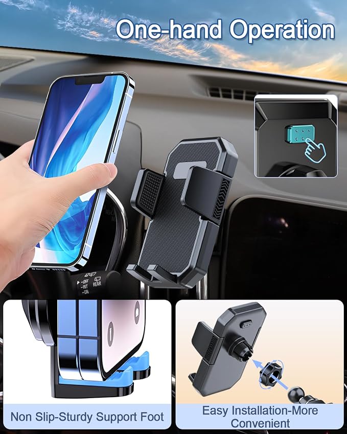 PZK Car Phone Holder for Toyota Tacoma 2016-2023 Accessories Custom Vent | 3rd Gen Tacoma Car Phone Mount Auto Lock Fixed Clip Hands Free 360° Rotation Phone Cradles for All 4.0-7.0'' Smartphones - Image 7