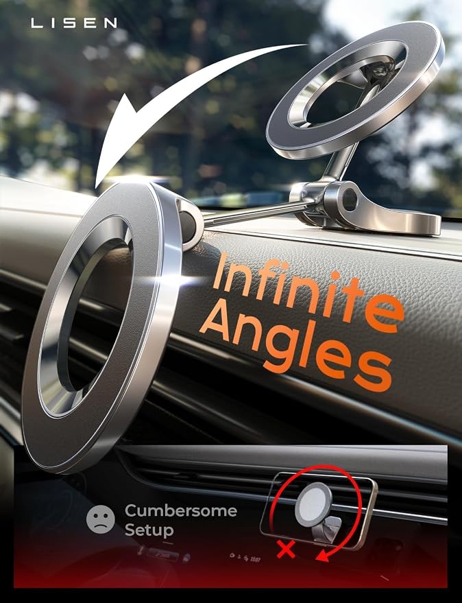 LISEN for MagSafe Car Mount for iPhone 17 Pro Max [24 Strong Magnets] Classic Magnetic Phone Holder for Car Dashboard Magnet Phone Mount Car Cell Phone Holder for iPhone 17 Pro Max Air 16 15 14 13 12 - Image 8