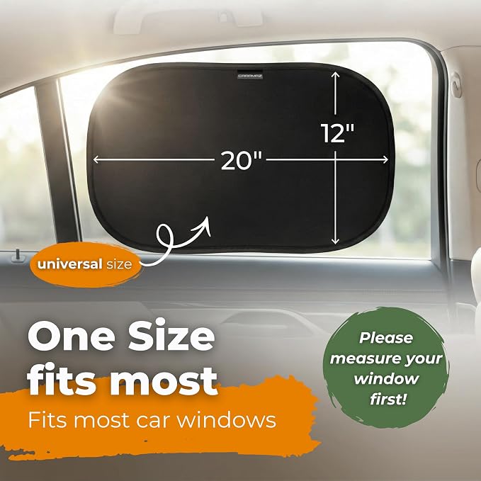 CARAMAZ Car Window Shade for Baby with Certified UV-Protection 2 Pack - 20"x12" - Image 6
