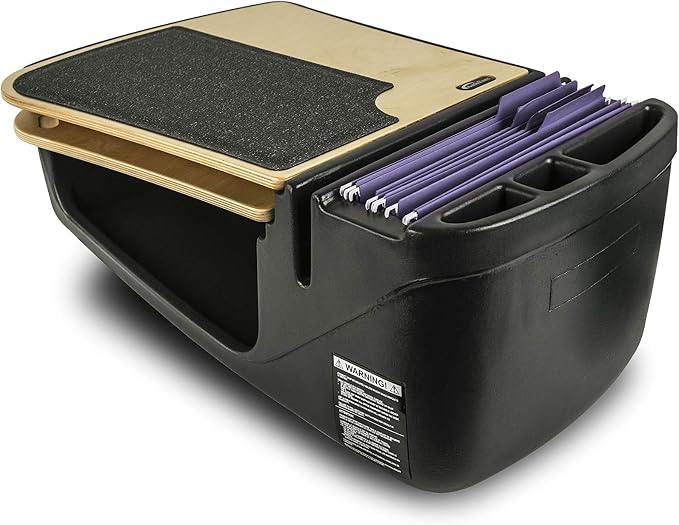 AutoExec GripMaster Car Desk for Your Vehicle Workstation and Mobile Office, Natural with 400 watt Power Inverter by AutoExec