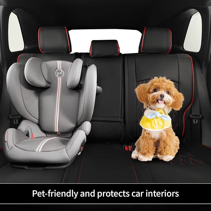 EKR Rav4 Seat Covers Custom Fit for Toyota Rav4 (Hybrid) SE/XSE 2026, Car Seat Cover Full Set for SUV,Factory-Style Upgrade, Easy-Wipe Protection,Faux Leather(Black with Red Piping) - Image 5