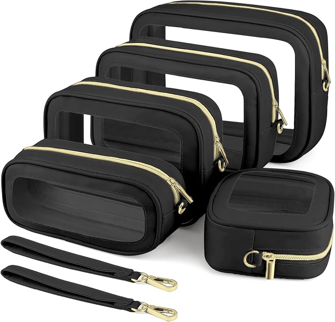 5PCS Clear Makeup Bags with Handles, TSA Approved Toiletry Bags, Diaper Bag Organizer Pouch, TPU Car Storage Organizer with Zippers, Waterproof Travel Organizer Bag for Women by Unknown