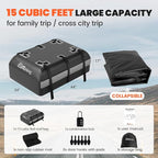 Car Rooftop Cargo Carrier Bag - 100% Waterproof Heavy Duty Car Roof Luggage Carrier 15 Cubic Feet, Fits All Vehicles with/Without Roof Rack - Easy Install & Triply Reinforced for Secure Use - Image 5