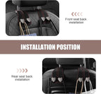 2 PCS Car Seat Headrest Hook, Car Hooks for Headrest, Storage Double Heart Shape Hooks, Suede Foldable Soft Hook Organizer, Universal for Cars (Black) - Image 7