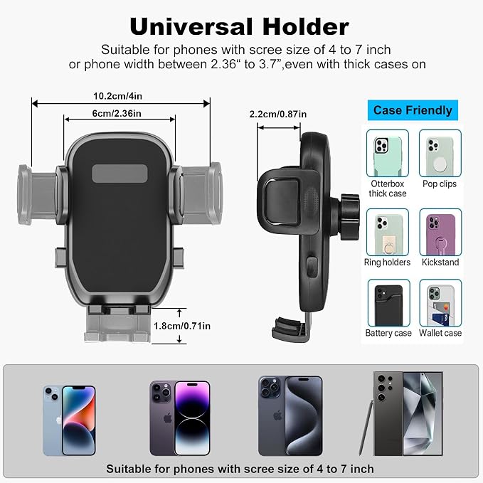 Cup Holder Phone Mount, 2 in 1 Universal Cup Holder Expander with Long Arm 360°Rotation Cup Phone Holder for Car Fits All 4-7” iPhone Galaxy Smartphones and Most Truck Bottles - Image 7
