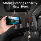 Car Purse Hook, Car Seat Headrest Hooks, Brown Leather 4 Pack | Car Purse Holder Hooks, Universal Car Hangers Seat Back Organizer Storage, Double Metal Hooks for Grocery Purses and Bags - Image 3
