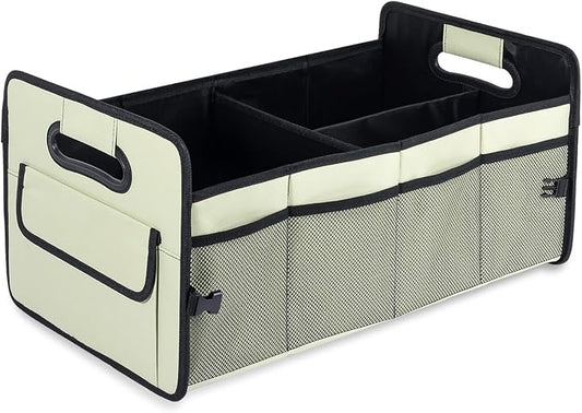 Car Trunk Organizer, Collapsible Car Organizers and Storage Light Green | Sturdy, Large Capacity, Clean Decor, Multi Compartment Container Box, Adjustable Car Accessories for SUV Sedan Truck by JiatuA