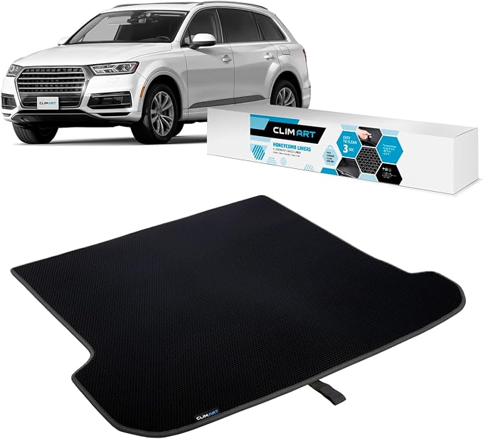 CLIM ART Cargo Liner for Audi Q7 2017-2026 Custom Fit Trunk Mat, with Honeycomb Dirtproof & Waterproof Technology - All-Climate, Heavy Duty, Anti-Slip Cargo Liner, Luggage - FL01117176 by CLIMART
