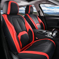 Coverado Seat Covers, Car Seat Covers Front Seats, 2 Pack Black and Red Leather Seat Covers, Waterproof Car Seat Protector with Lumbar Support, Front Seat Covers Universal Fit for Most Cars by COVERADOAUTO