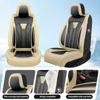 Fit Kicks Car Seat Covers， Compatible with Nissan Kicks 2018-2026 -Premium Leather, Waterproof Breathable All-Weather Seat Cushion Protector Airbag Compatible（2 Seats Front Pair，Beige & Black - Image 2