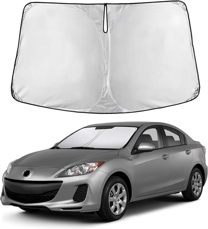 EcoNour Windshield Sunshade Compatible for Mazda 3 2010-2011 2012 2013 | Sun Visor for Front Windshield & Window Sun Shade Cover, UV Heat Blocker & Protector, Car Accessories by EcoNour