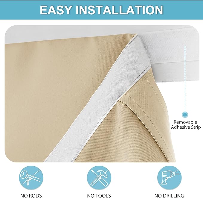 RYB HOME Blackout Door Curtain for Patio Front Tricia French Door Window | Thermal Insulated, Self Adhesive, Privacy, For Patio Kitchen Front Entry Front Back Door Glass Window, W30 x L72, 1 Panel - Image 2
