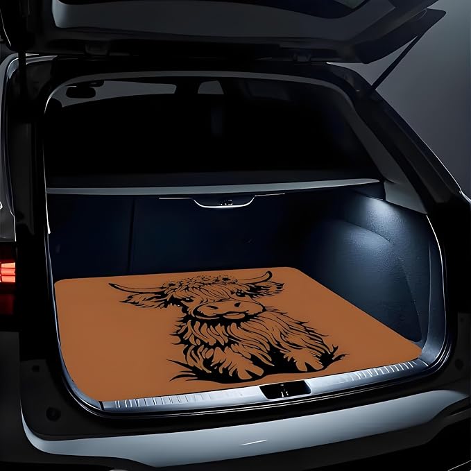 Universal Car Trunk Mat 29" x 39", Brown Highland Cattle All Weather Trunk Protection Cargo Liner, Durable Cargo Mat Rear Trunk Liner, Stylish Vehicle Interior Accessories Suitable for Most Car Models - Image 5
