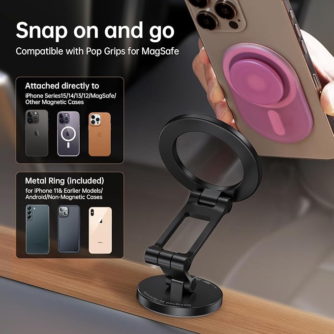 SYNCWIRE Fits MagSafe Car Mount Magnetic Phone Holder for Dash and Tesla | Strong Magnets, All Metal, Flexible 3 Axis, 360° Rotation, Dashboard and Screen Support, For iPhone 17 16 15 14 Pro Max - Image 8