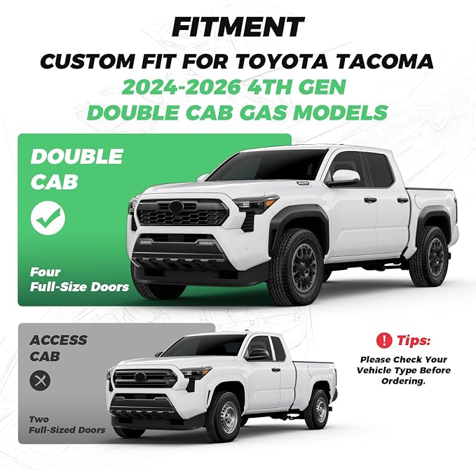 RIDEPOSH Custom Leather Seat Covers for Toyota Tacoma Double Cab 2024-2026 | full set, BKgray, OEM fit, premium waterproof leather, anti-slip, extra pockets, long-term durability, airbag compatible - Image 6