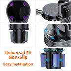 2-in-1 Adjustable Car Cup Holder Expander & Organizer – Dual Automotive Drink Holder for Bottles, Snacks, Phones – Fits Most Vehicles (3.0"-5.9" Diameter, 20 oz Capacity, Non-Slip Base) Black - Image 5