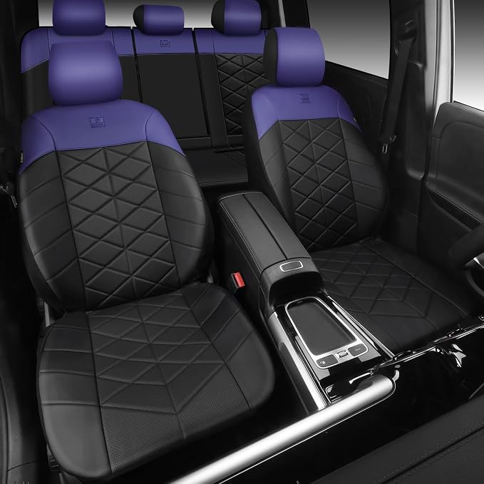 CAR PASS Memory Foam Leather Front Seat Covers, Waterproof Nappa Leather Seat Covers Front Seats Universal Fit for Cars,SUV,Truck Seat Covers Thick 3D Foam Comfortable, Airbag Compatible Black Blue - Image 6
