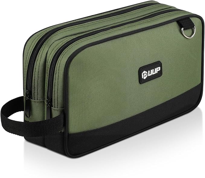 12" Small Tool Bag, Divider Zipper Pouch Tool Box Organizer | Waterproof, Heavy-duty Oxford, Smooth Zipper, Handle & D-Ring, Storage Case for Car Work Tool. Electrician Gift,Green by UUP