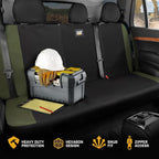 CAT Flexfit Green Rear Seat Cover for Cars, SUVs & Mid-Size Pickup Trucks - Durable 60/40 Split Rear Bench Seat Protector, Back Seat Cover, Interior Auto Accessory, Not for Full-Size Pickup Trucks - Image 3
