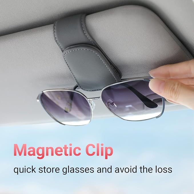 Sunglass Holder for Car Sun Visor Sunglasses Clip Car accessories -2 Packs | sun visor organizer, ticket card clip, eyeglass sunglasses holder, one-handed magnetic, anti-scratch, car stuff for women men - Image 2