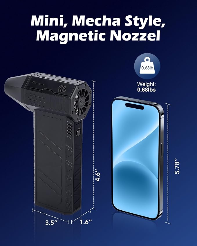 Turbo Fan for Car, Handheld Blower 130000 RPM, Air Duster for Car Detailing | Portable high-speed blower for computer keyboard cleaning, camera lens dust removal, car detailing & electronics dusting. - Image 6