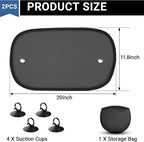 2 Pack Car Sun Shade, Universal UV Protection Sunshade for Side Windows for Side Window Sun Glare and UV Protection for Kids/Adults/Pets, Cars Suction Cup Sunshade, 20''x12'' Fits 98% Cars - Image 2