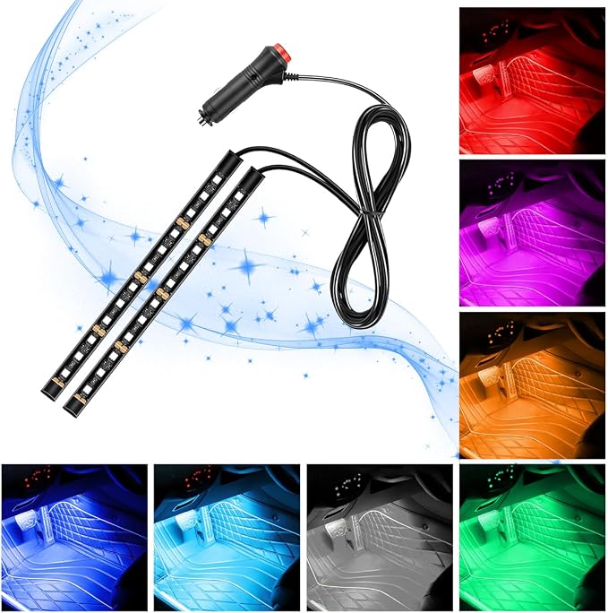 Car LED Strip Light, 12V 24 LED Vehicle Under Dash Neon Ambient Night Decor Lamp with Cigarette Lighter Plug, Automotive Interior Lighting Accessories, Universal for SUV Truck Sedan (White) - Image 6