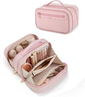 BAGSMART Travel Makeup Bag, Make Up Bag with Multiple Compartments for Organizer, Compact & Durable Cosmetic Organizer for Women for Travel Accessories (Pink by BAGSMART